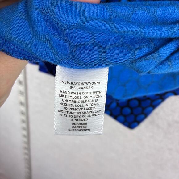 Sejour Short Sleeve Tunic Top Women's 2X Blue Geomectric Print Super Soft Cobalt - Picture 4 of 9